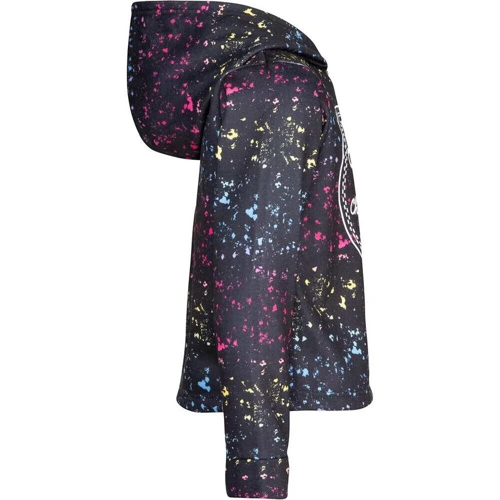 Converse All Over Print Cropped Hoodie Kids Medium Black Cotton Pullover RED473